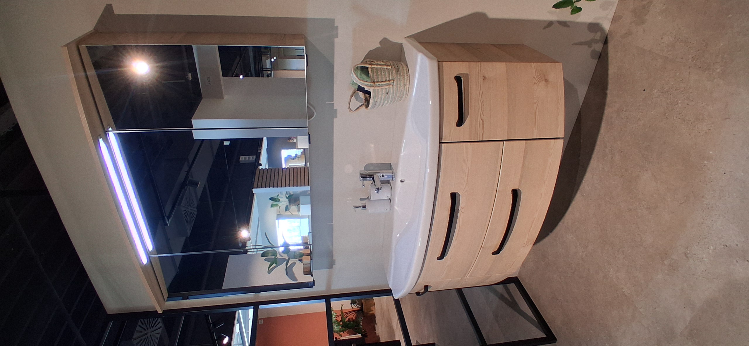 Pelipal Badkombination in Farbe Front 441 Polar Pinie quer NB, Drinnen, Innenarchitektur, Sperrholz, Holz