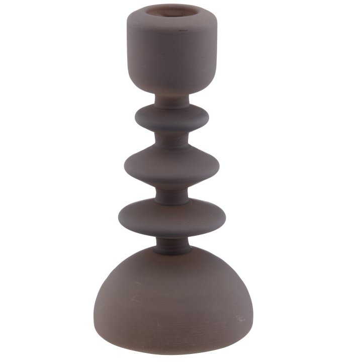 Gasper Glas Kerzenhalter DISCS in schlamm, Kerzenhalter, Keramik, Braun, Matt, Skulpturale Form