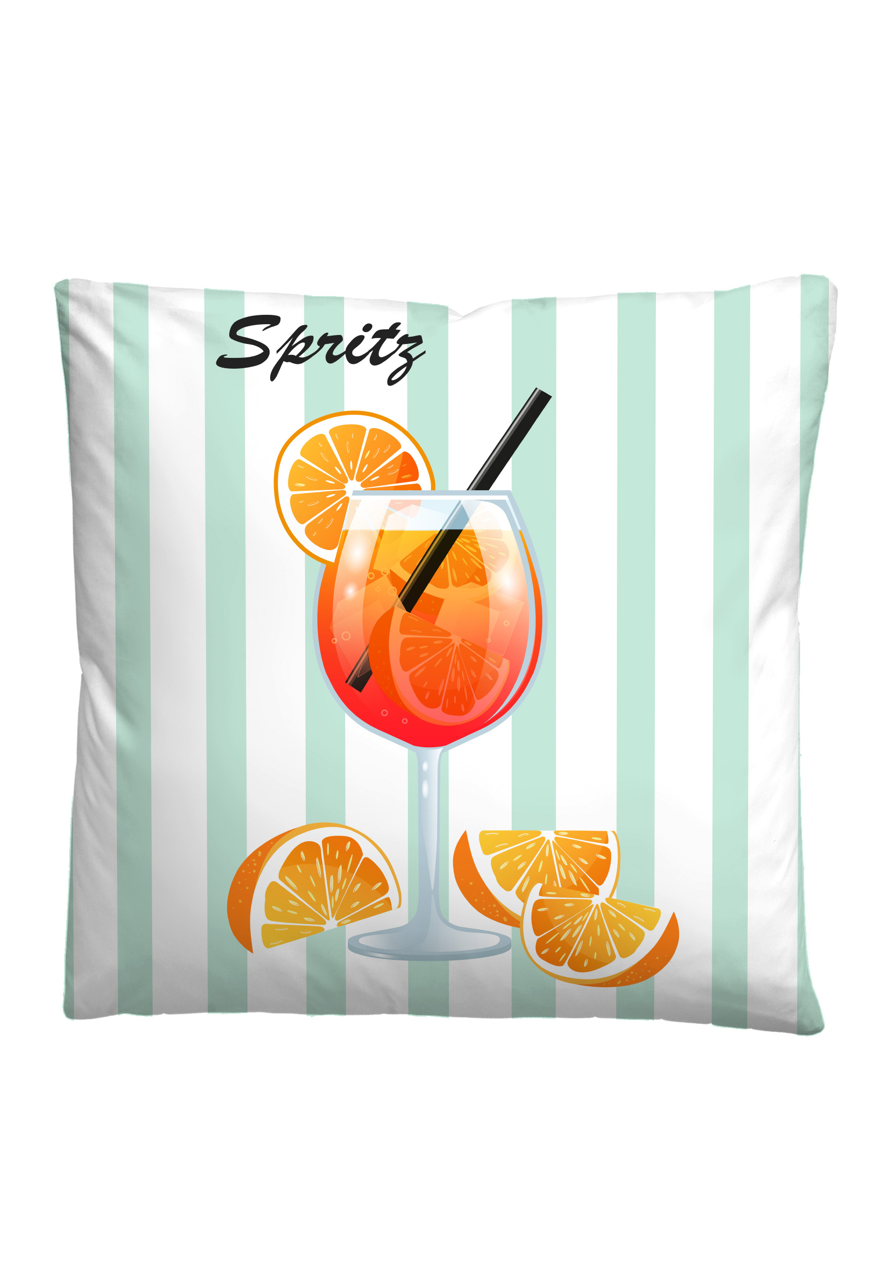 biberna LINON-Bettwäsche ca. 135x200cm in Farbe Mint, Cocktail, Orange, Glas, Strohhalm, gestreift