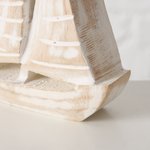 Boltze Dekoaufsteller Jonte Holz natur-weiß, Segelboot-Deko, Segel, Holzsockel, Beige, Maritimer Stil