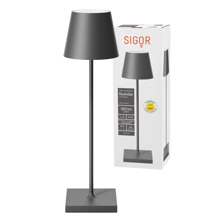 Sigor LED-Akku-Tischleuchte Nuindie in Farbe graphitgrau, dimmbar Sigor LED-Akku-Tischleuchte Nuindie in Farbe graphitgrau, dimmbar
