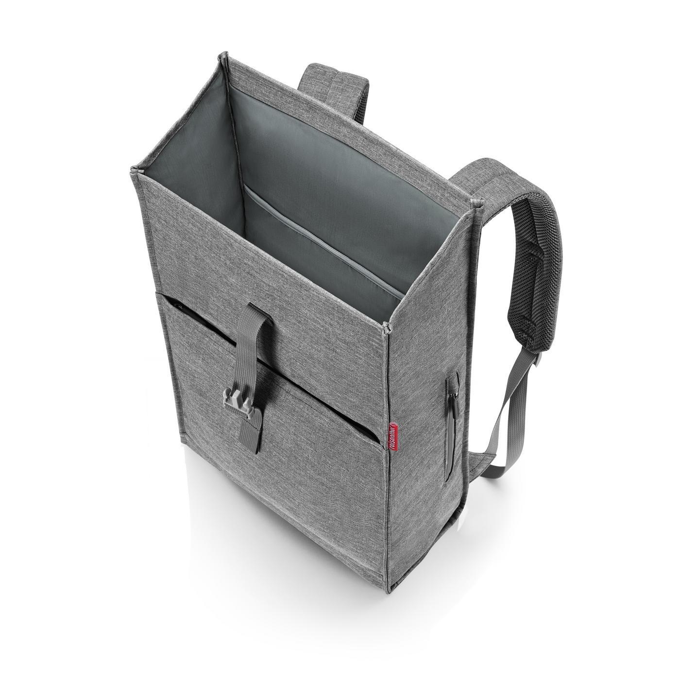 Reisenthel URBAN ROLLTOP in Farbe twist silver, Messenger-Tasche, Rucksack, Grau, Vordertasche, Innere Tasche