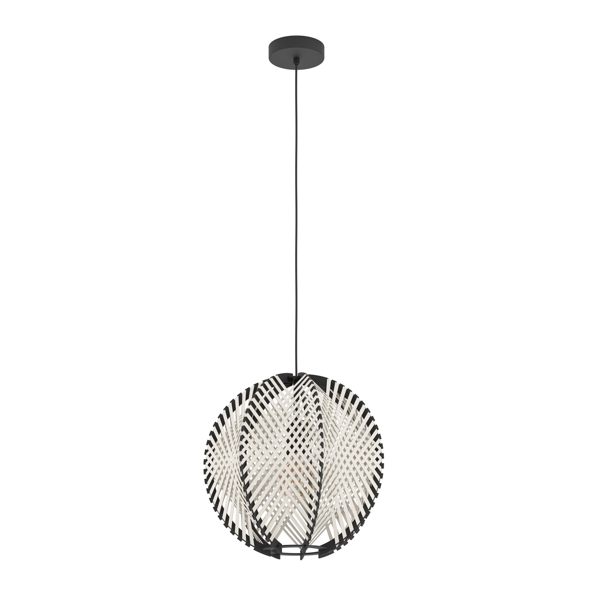 Eglo Leuchten Pendelleuchte WAVERTO in Textilband beige/Holz schwarz