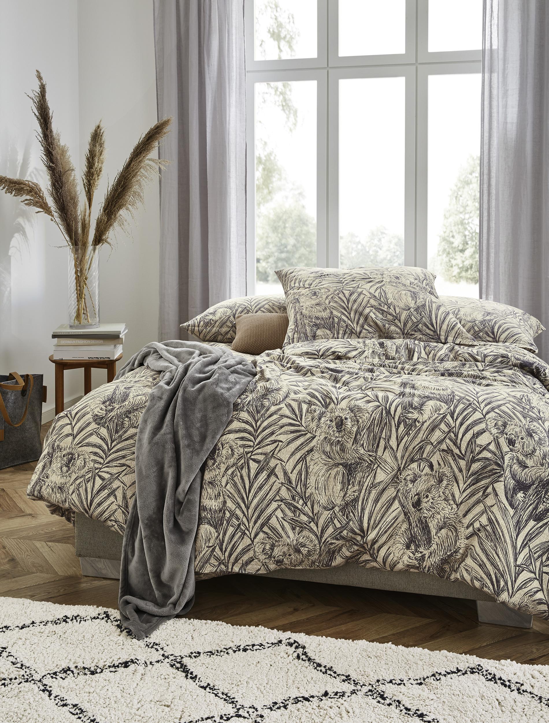 Irisette Edel-Flanell Bettwäsche ALPAKA ca. 155x220cm in Farbe grau