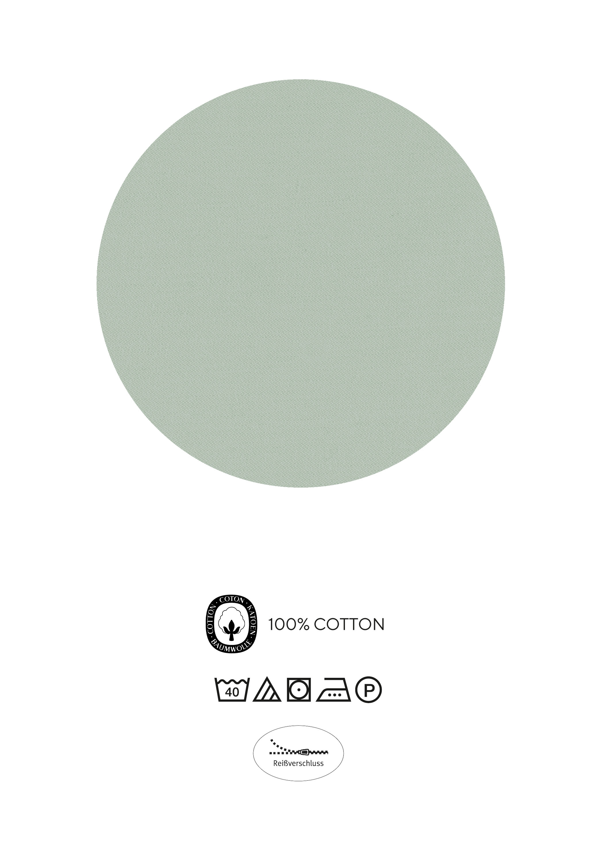 biberna SATIN-Bettwäsche ca. 135x200cm in Farbe Salbei, cotton, 100% cotton, green circle, fabric label, care symbols