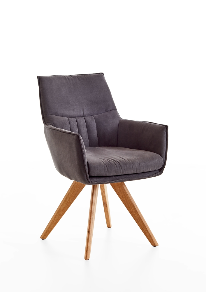 Niehoff Armlehnstuhl 2er-Set in Stoff Microf. Arizona graphit, Moebel, Stuhl, Sessel