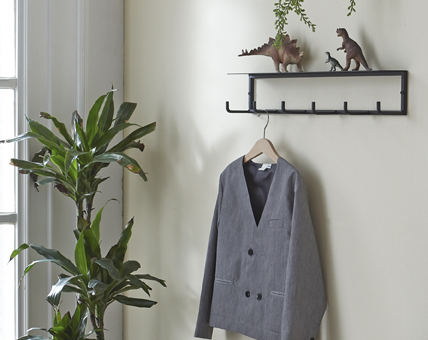 Haku Möbel Wandgarderobe Sidney 2 Stahlrohr schwarz ca. B 60 cm
