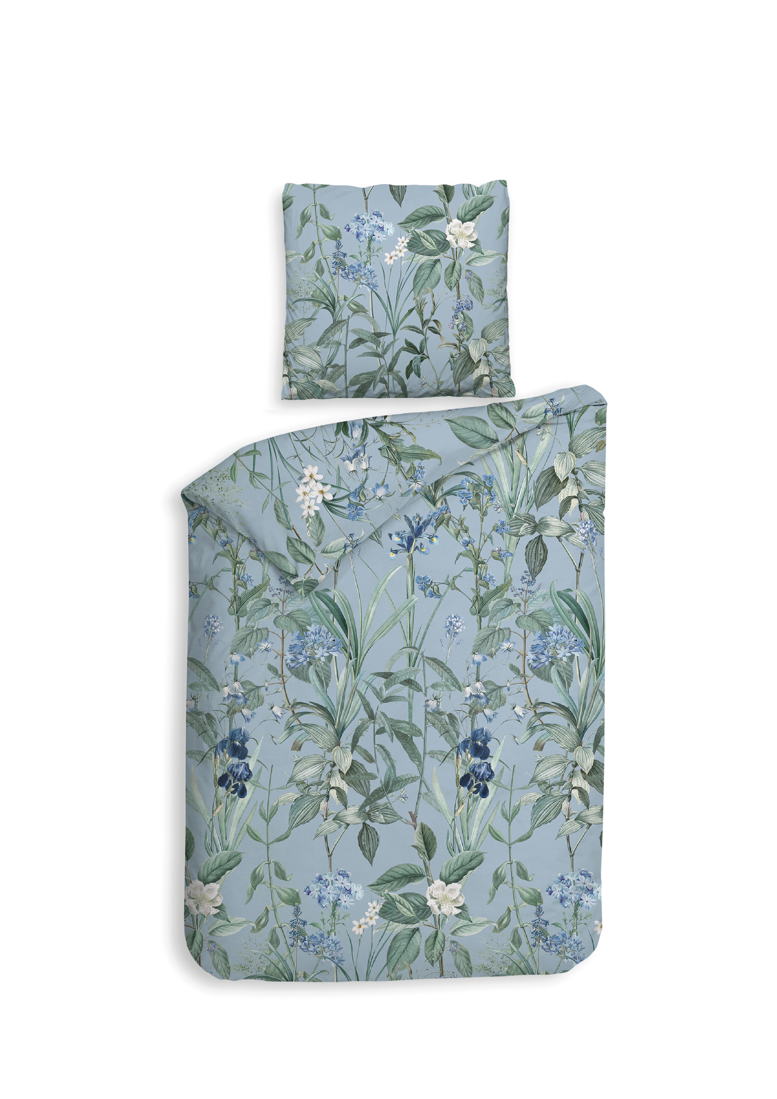 Bettwäsche ca. 135x200cm MARTINA in Blau, bettwäsche, wäsche, blumenmuster, pflanzen, microfaser