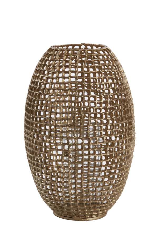 Windlicht MARCIO in antik gold, Glas klar