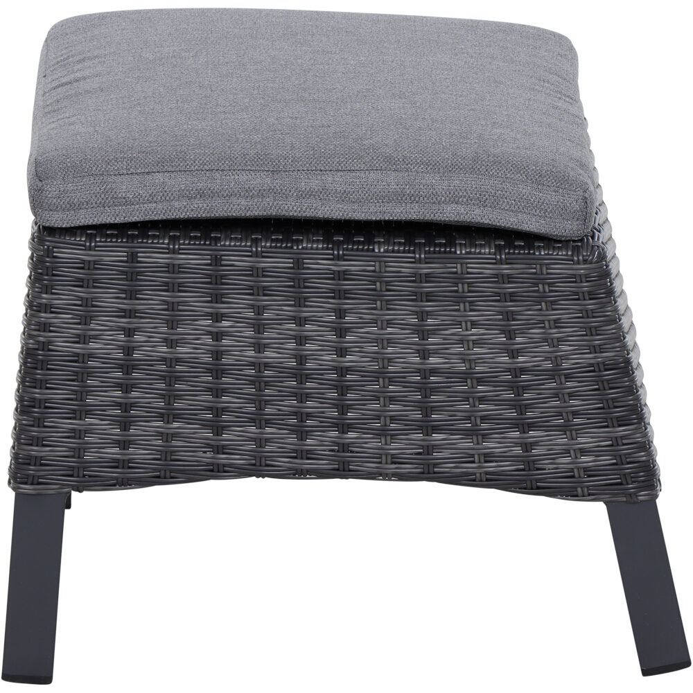 Gautzsch Hocker TARANTO mit Gestell Aluminium anthrazit matt/Gardino-Geflecht grau, Sessel, Gartenkorb, Korbstuhl, Rattan, Kissen