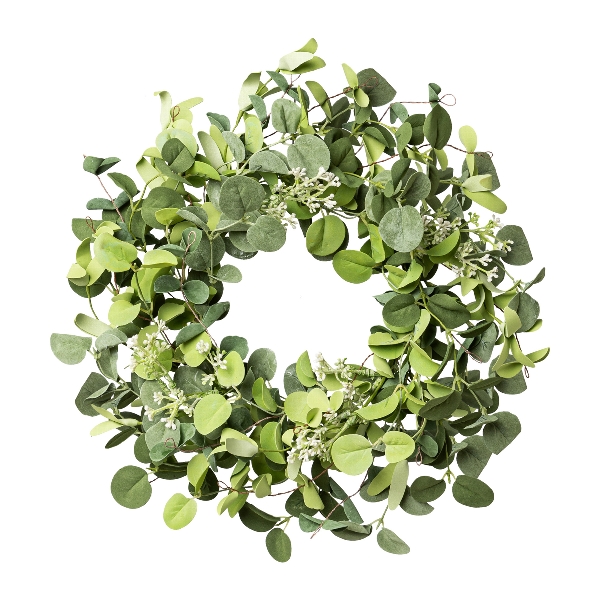 Schaumstoff Blätterkranz 6021244-50 in Grün, Kranz, Eukalyptus, Blätter, Grün, Kranzdekoration