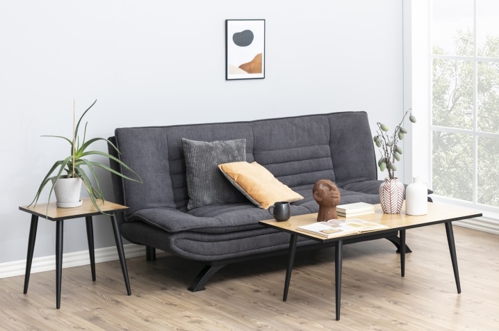 Actona Schlafsofa FAITH in Stoff Enjoy dunkelgrau, Gestell matt schwarz
