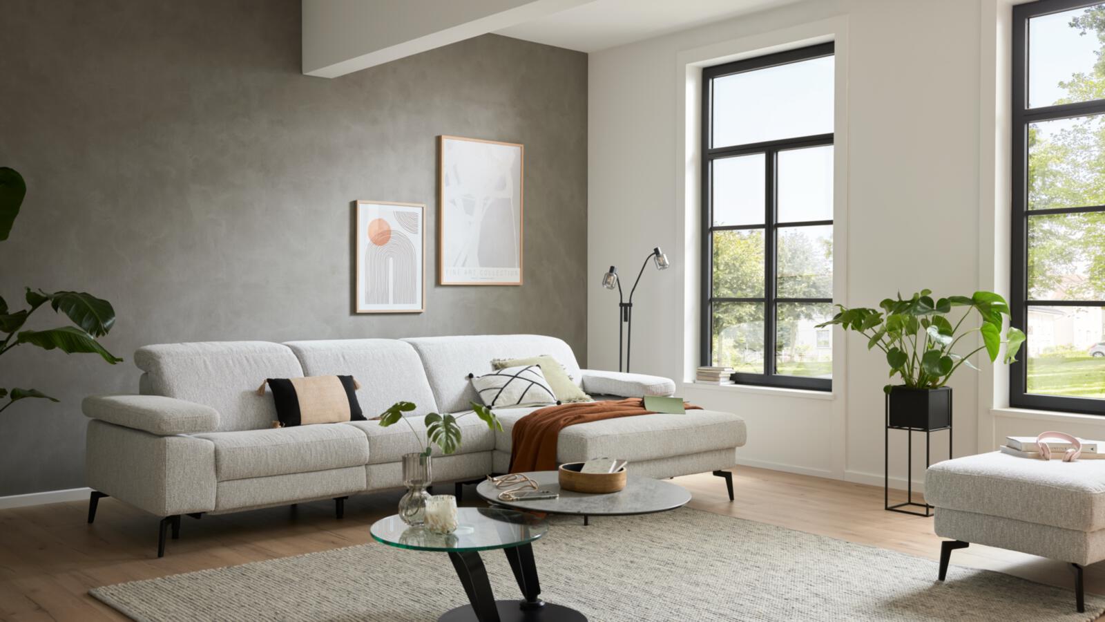 Interliving Polsterecke IL 4065 ca. 322x183cm in Stoff Loft Ecru, Dekoration für Zuhause, Mobiliar, Wohnzimmer, Innenarchitektur, Pflanze