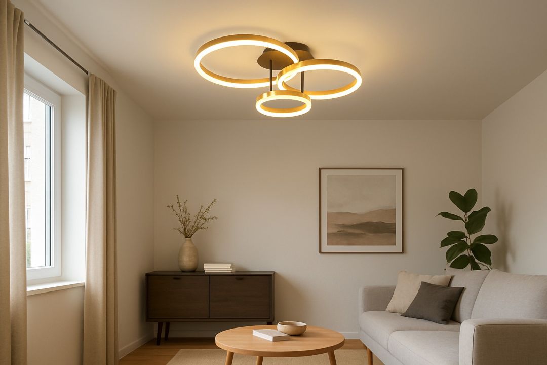 Global Technics LED-Deckenleuchte SCHENNA 1-flammig in Farbe schwarz+gold, decke, wohnzimmer, lampen, sofa, tisch