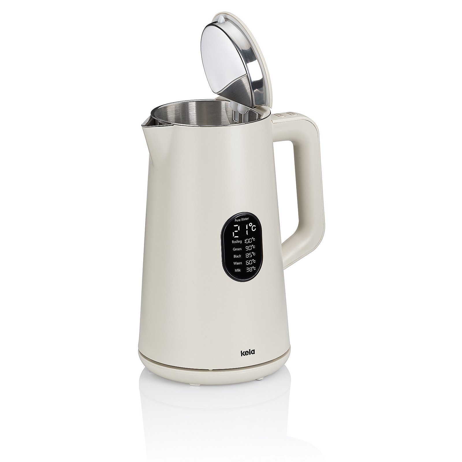 Kela Wasserkocher SANTOS in Farbe creme, Elektrischer Wasserkocher, Küchengerät, Digitalanzeige, Beige, Spitzkläppchen?