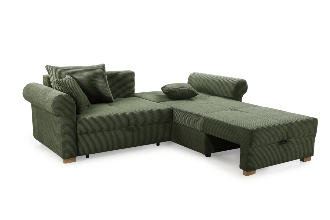 JOB Ecksofa LIST ca. 248x161cm in Stoff Cord grün
