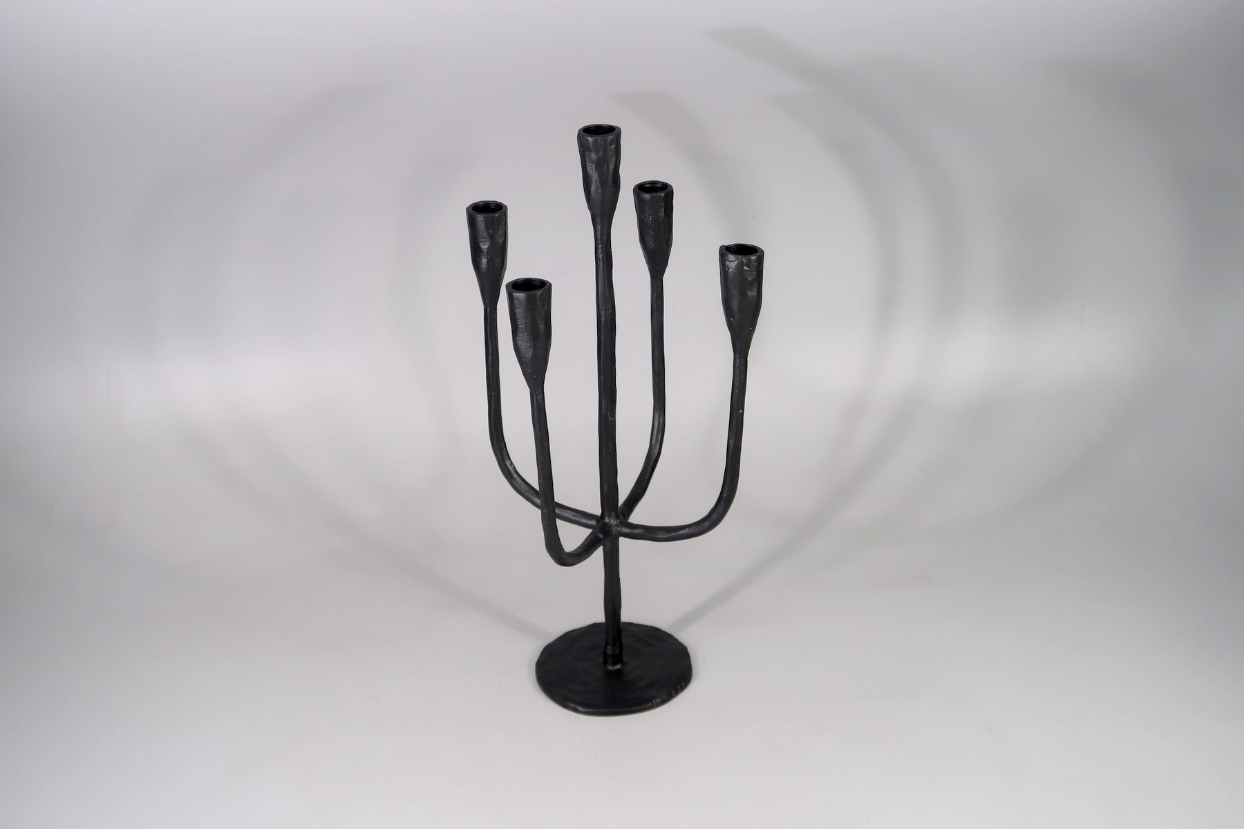 Kerzenhalter 5er URBANO in Schwarz, Kerzenhalter, 5-armig, Metall, Schwarz, Standfuß