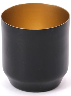 Teelichthalter Danyo in black 900, Becher, Cup, Schwarz, Matt, Gold innen