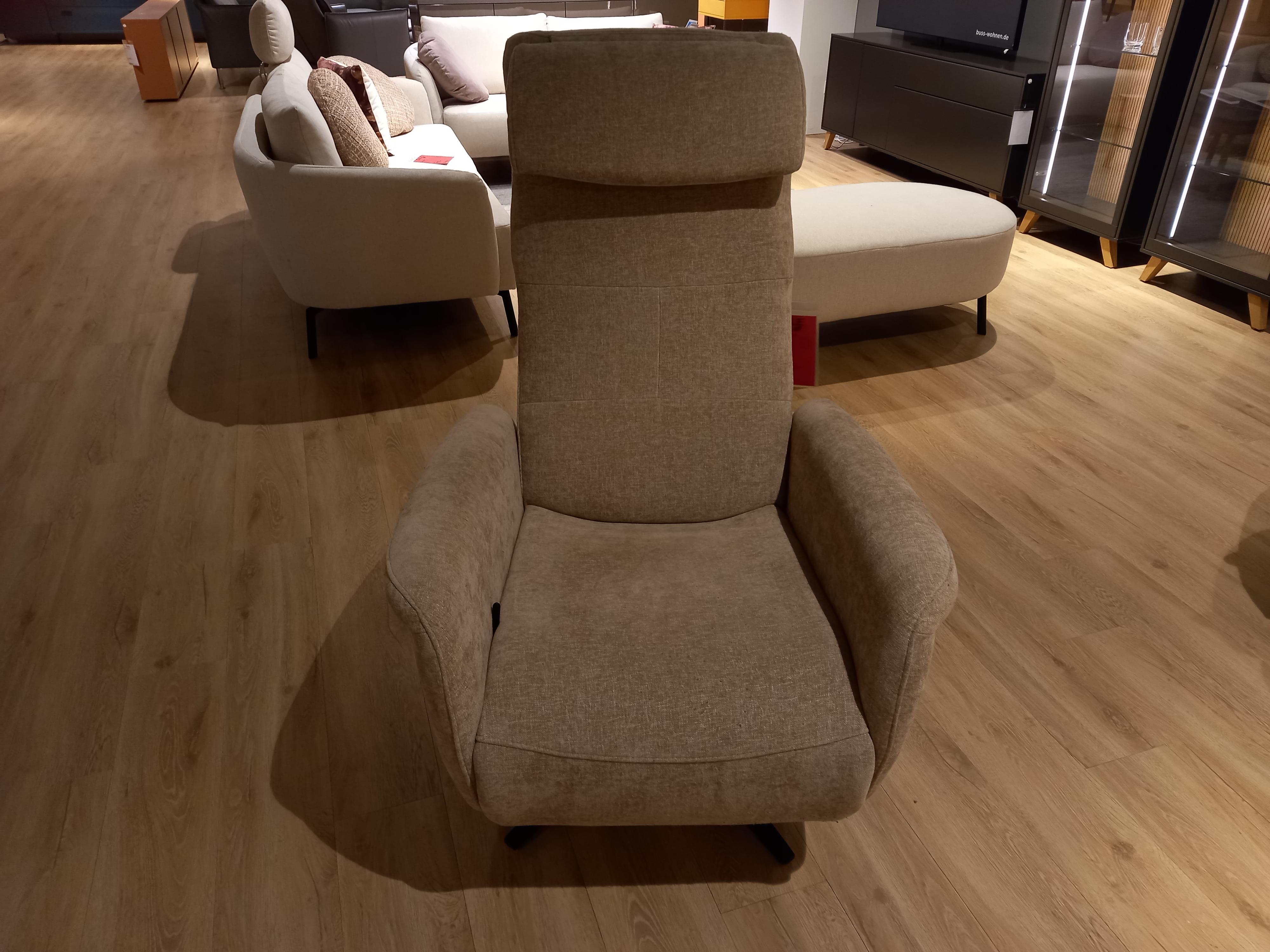 Hukla Relaxsessel VS-HU1070 in Toni beige, Polstersessel, Stoffbezug, Braun, Hohe Rückenlehne, Armlehnen