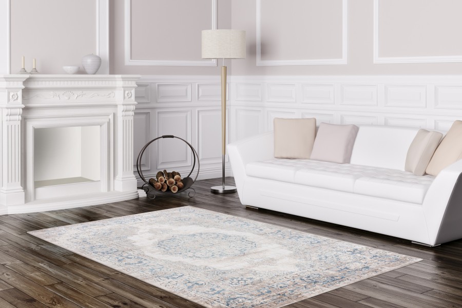 Webteppich PARIS ca. 160x230cm in Farbe blue Webteppich PARIS ca. 160x230cm in Farbe blue, Sofa, Wohnzimmer, Grau, Teppich, Lampe