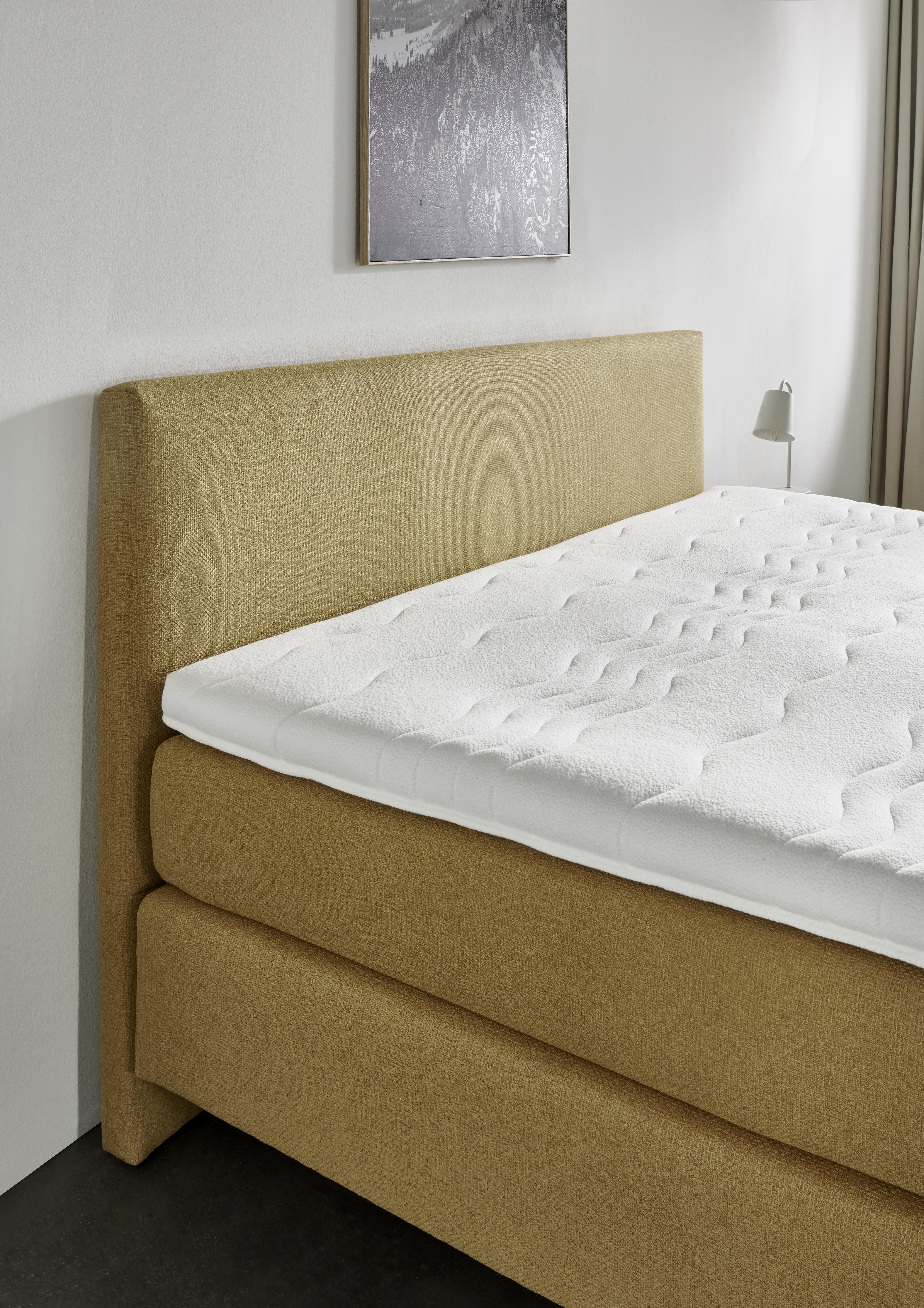 Modulmaster Boxspringbett OC-BX23163 Gelb, bett, matratze, kopfteil, weiß, handschrift