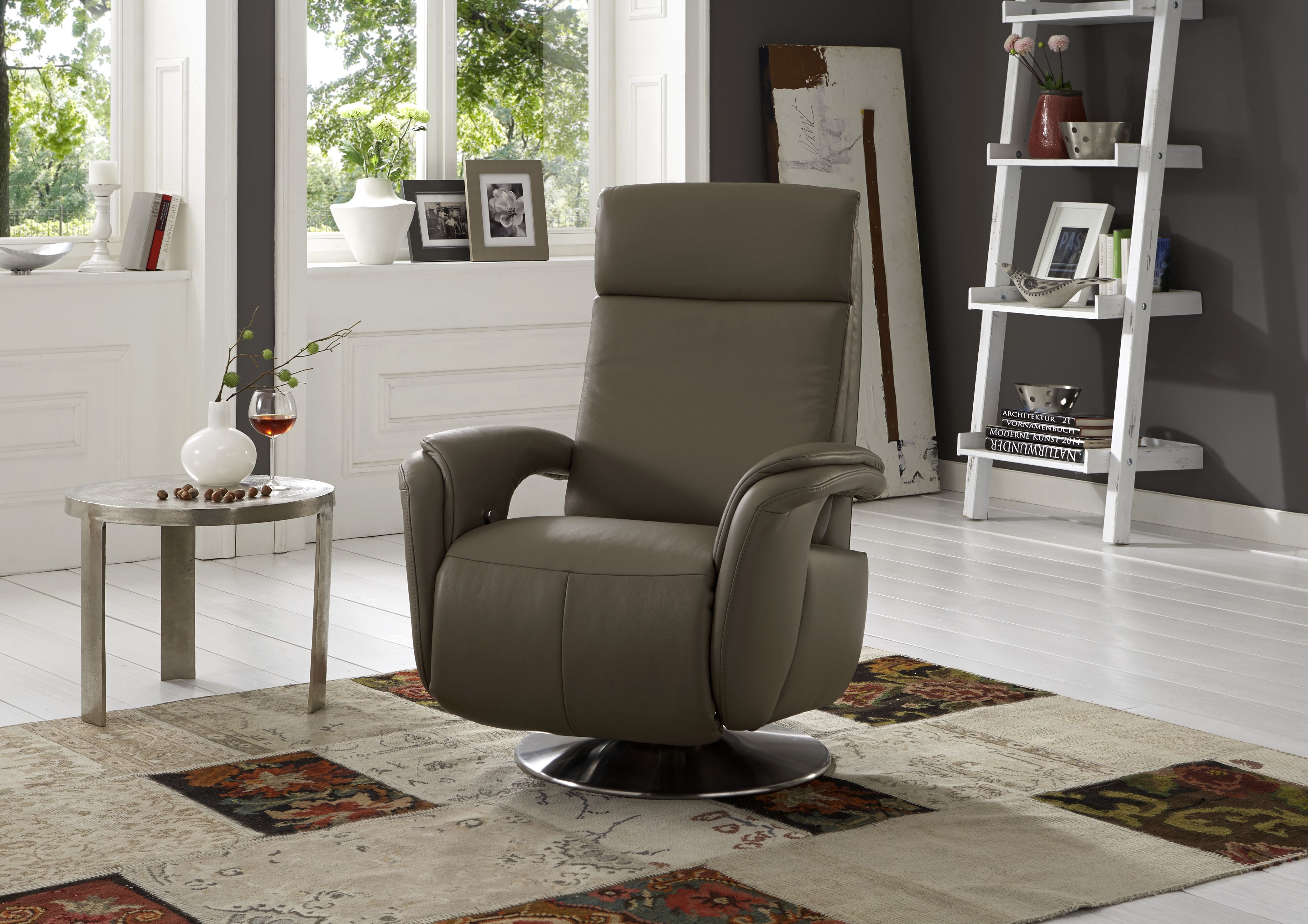 Modulmaster TV-Sessel schmal FREESTYLE-L in Leder Vivre stone, Moebel, Stuhl, Sessel, Person, Kerze