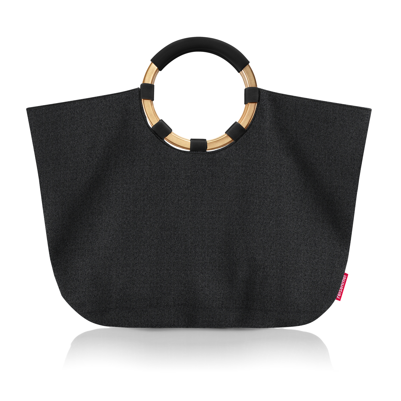 Reisenthel LOOPBAG HOBO in Farbe onyx gold, Tasche, Schultertasche, Stofftasche, Runder Griff, Grau/Schwarz