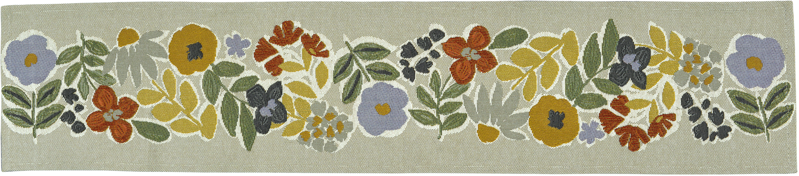 Sander Tischband NORREBRO ca. 20x96cm in Farbe original, blumenmuster, tapetenkante, sticken, stoffband, pflanzenapplikation