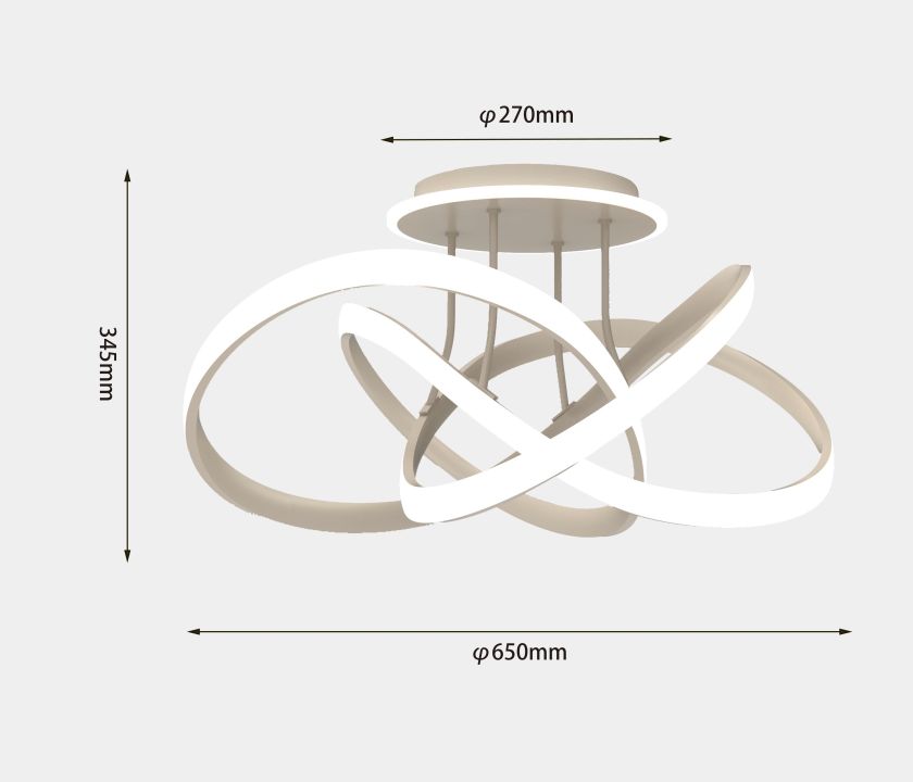 Global Technics LED-Deckenleuchte BANDOL 1-flammig in Farbe sand, Deckenleuchte, LED-Leuchte, Kunststoff, Weiß, Ringschmuck
