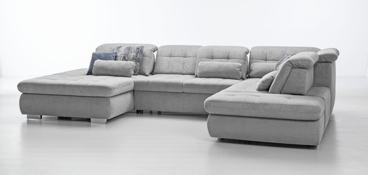 Wohnlandschaft VS-XP-MP1065 ca. 382x260cm in Stoff Belle silver