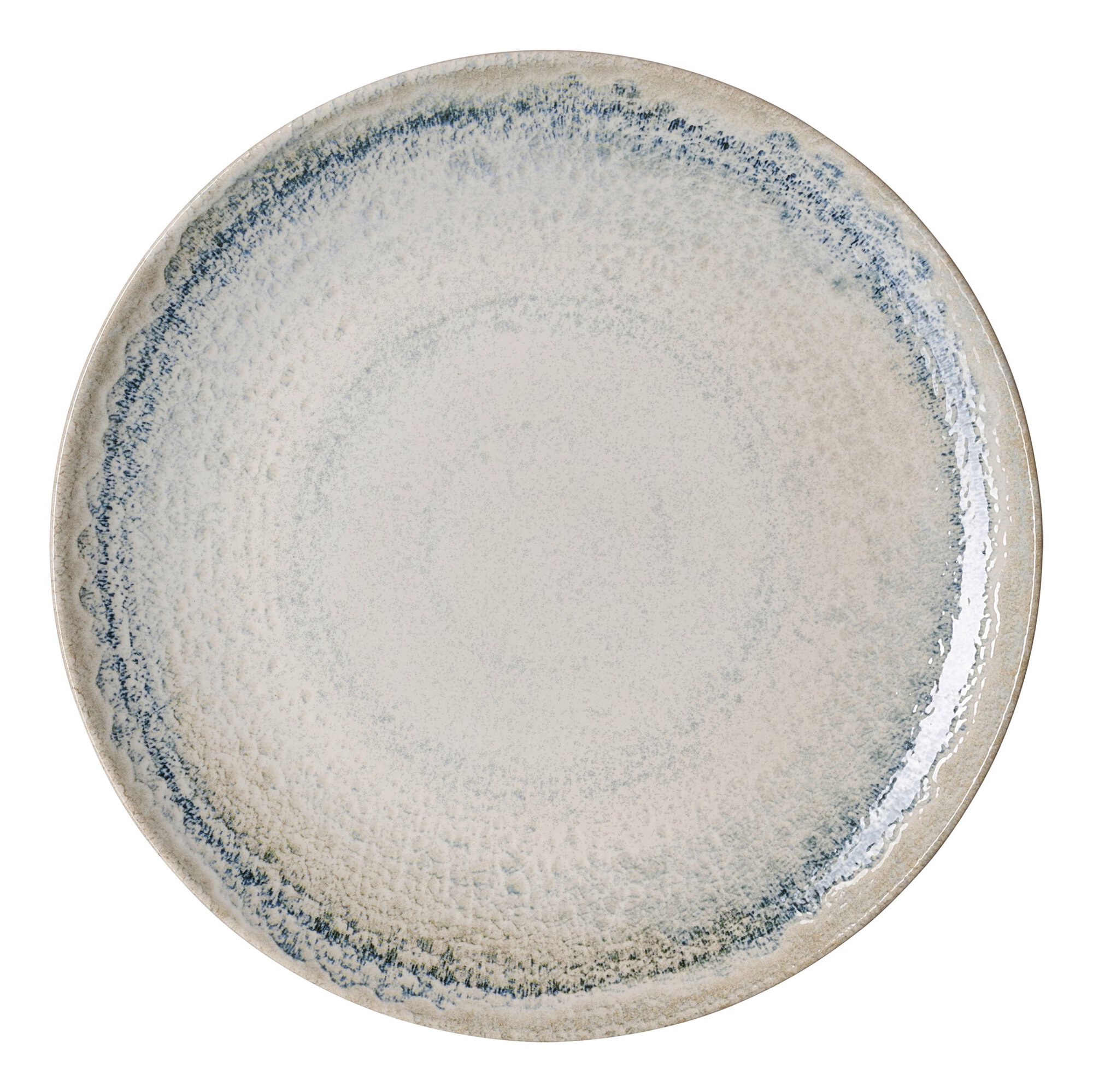 Ritzenhoff & Breker Speiseteller UMBRIA 26cm aus Steinzeug grau/blau, Teller, Porzellan, Blaues Randmuster, Tegelplatte, Schlichtes Design