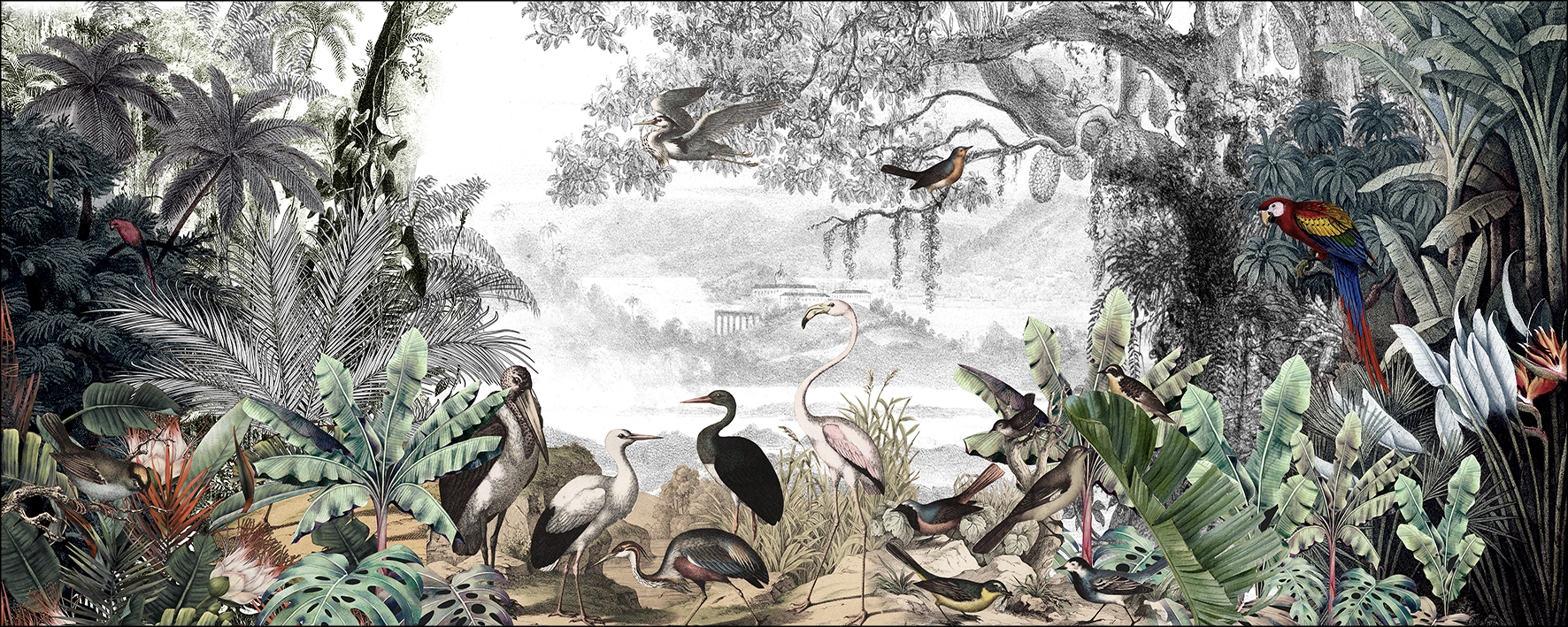 PRO ART Glas-Art 125x50cm Birds In The Jungle II