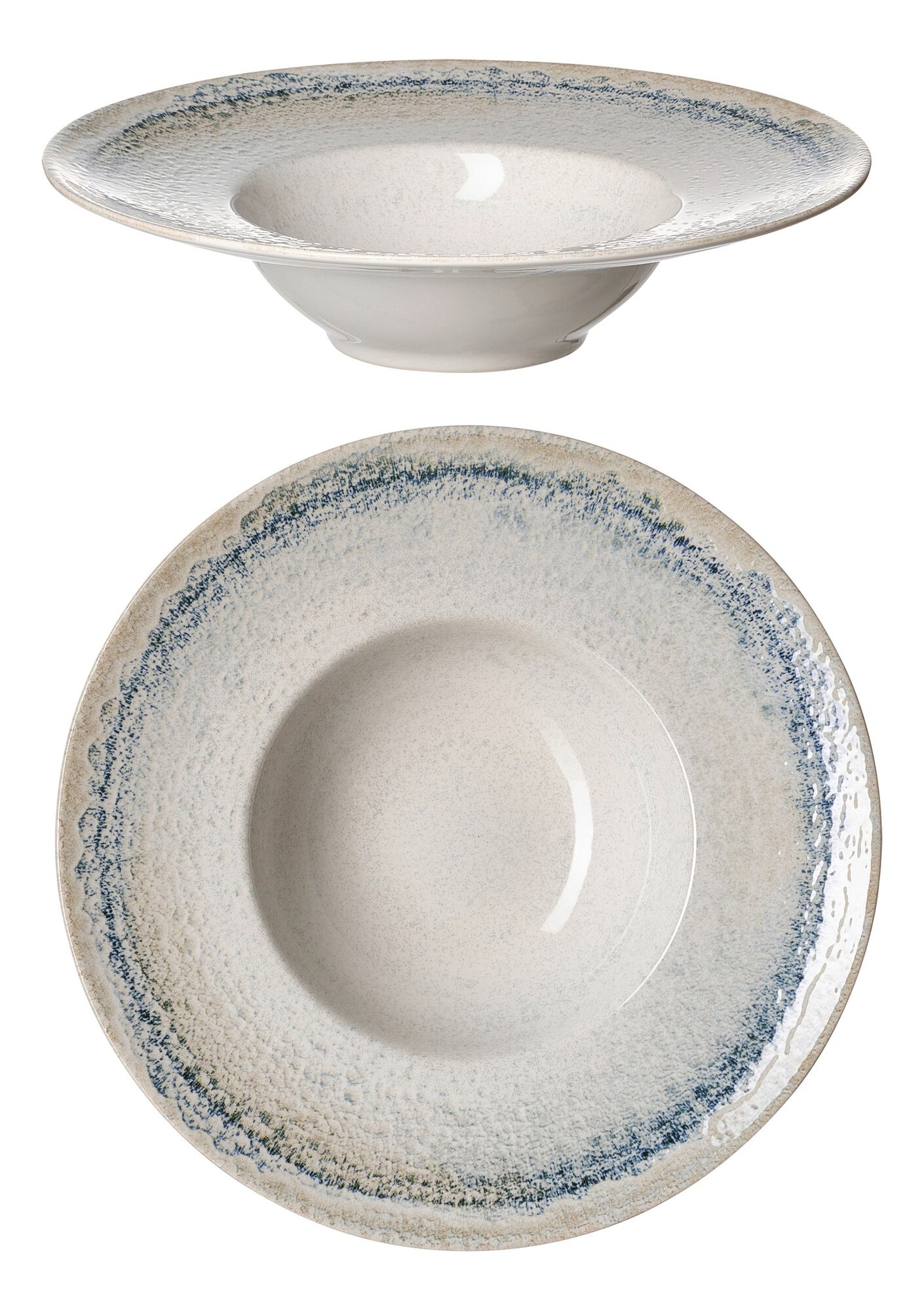 Ritzenhoff & Breker Gourmetteller UMBRIA 28cm aus Steinzeug grau/blau Ritzenhoff & Breker Gourmetteller UMBRIA 28cm aus Steinzeug grau/blau, Tonnenförmige Schale, Teller, Porzellan, Blaues Muster, Speiseteller