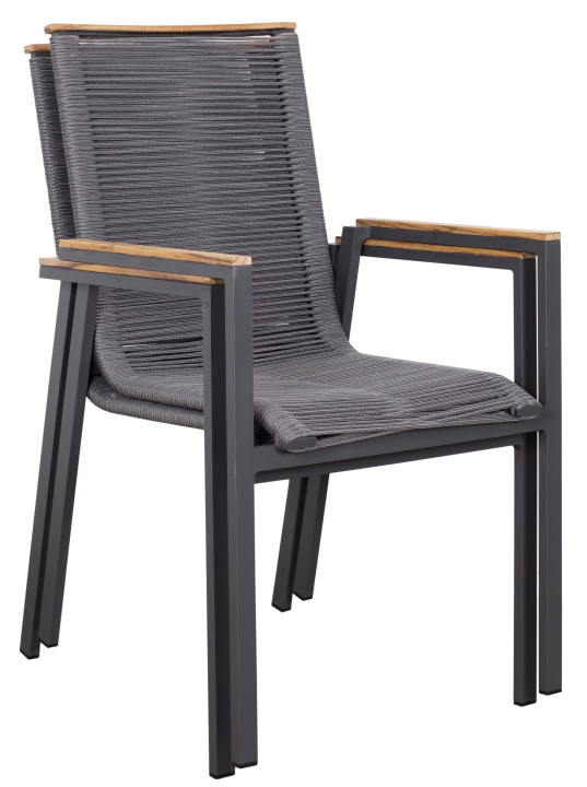 deVries Dining-Stapelsessel MONTANA in Rope mit Teakarmlehne