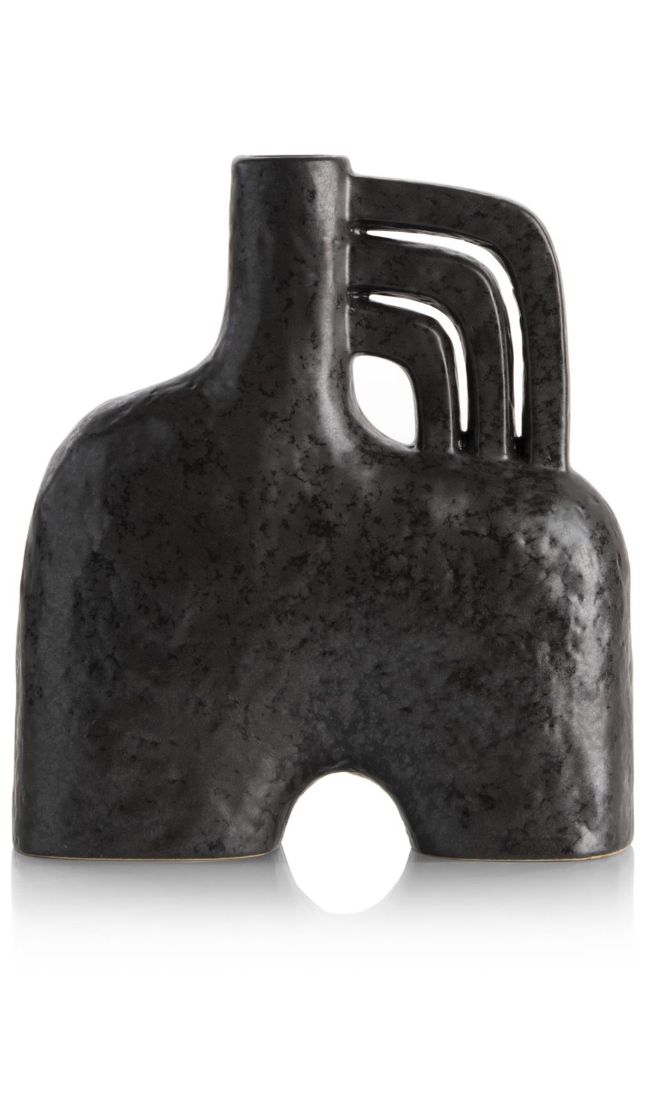 Coco Maison Vase LINA ca. B7 H21 T19 cm in Keramik schwarz/anthrazit