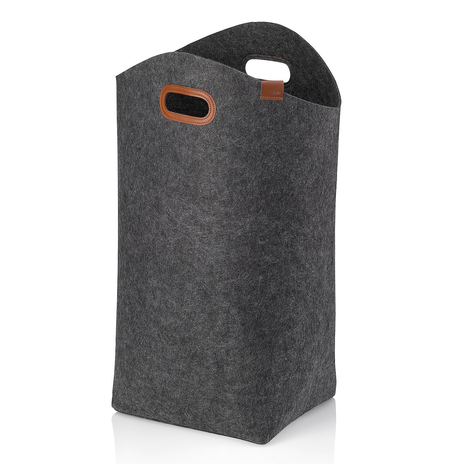 Kela Wäschesack FAY in Farbe Dunkelgrau, Aufbewahrung, Filz, Tasche, Grau, Ausschnitt-Taschenschlitz
