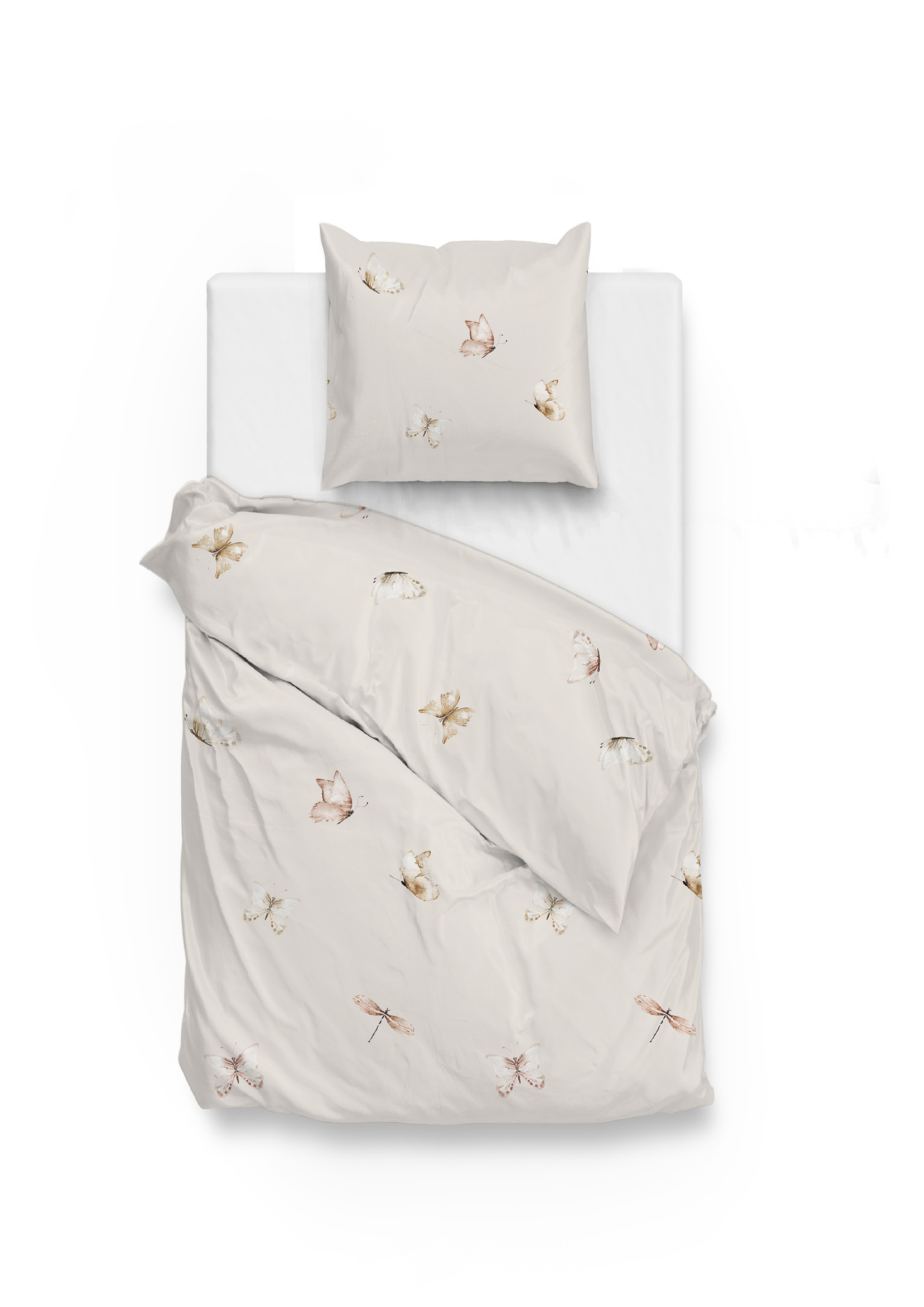 Bettwäsche ca. 155x220cm MARIBOSA in Beige, bettwäsche, bettbezug, schmetterling, tafetten, damenbettwäsche