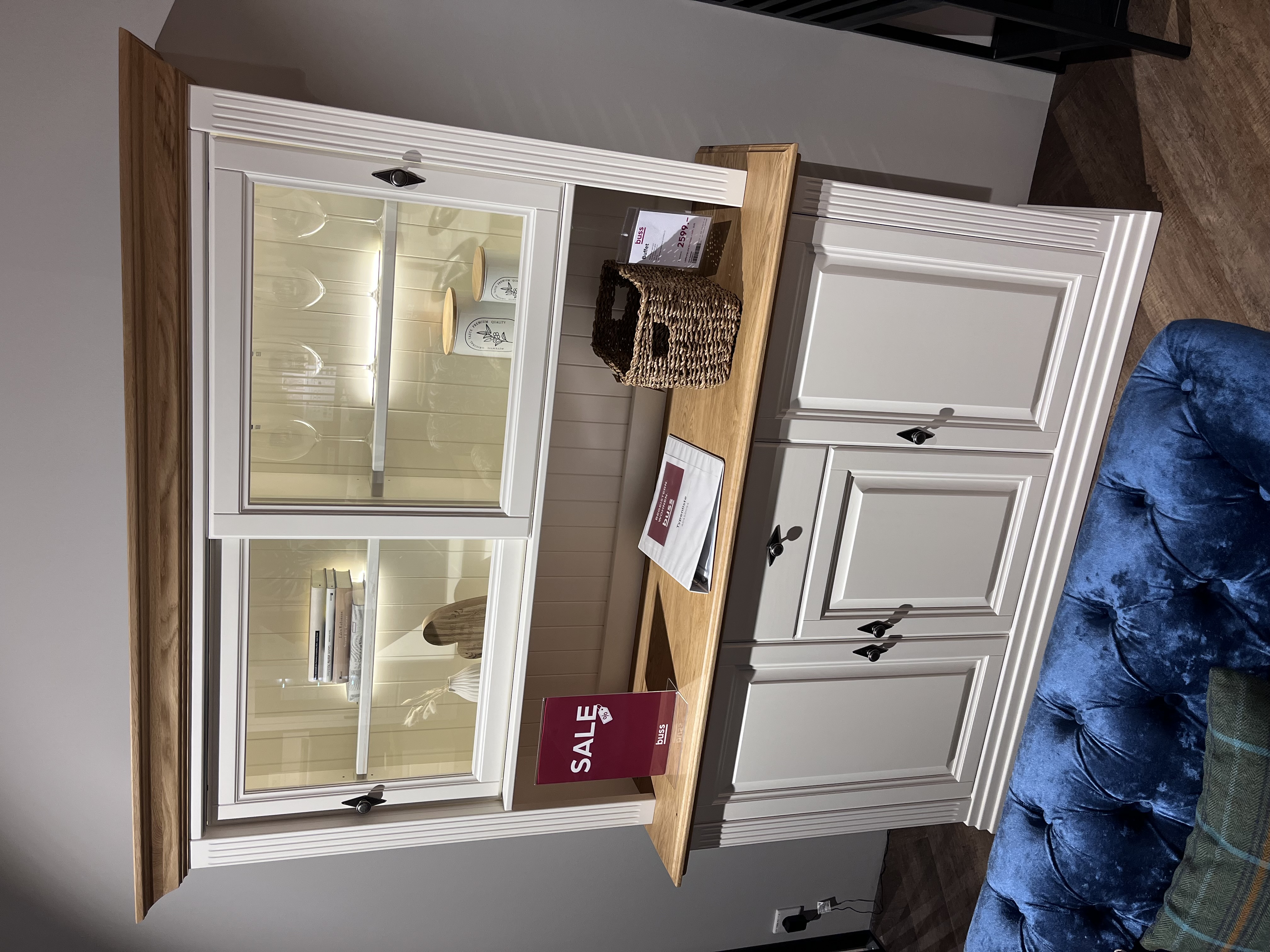 G+K Buffet WZ-06 ca.B160 H199 T45 cm in Kiefer massiv weiß lack/, Kabinett, Mobiliar, Anrichte, Innenarchitektur, Schrank