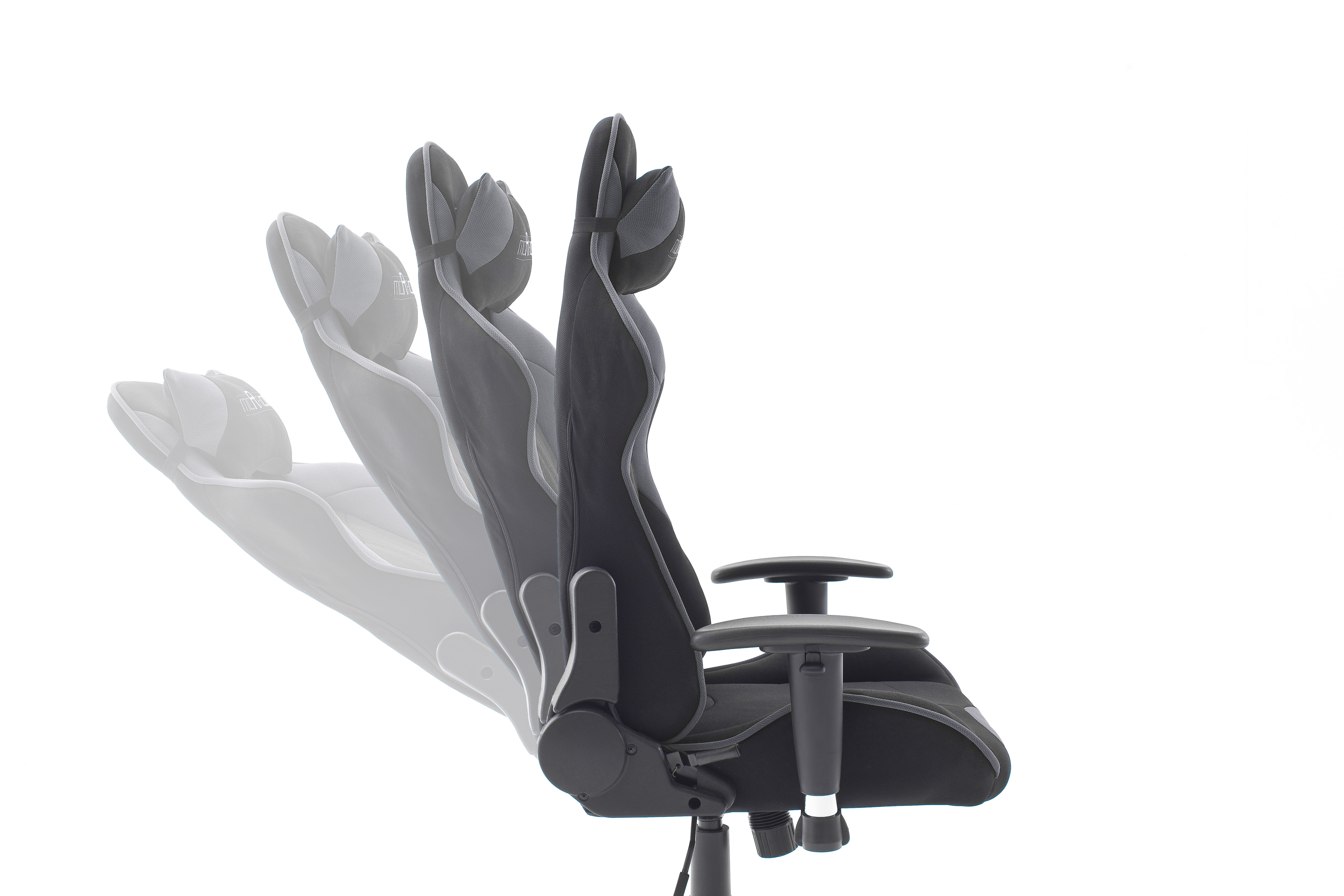 MCA Furniture Chefsessel MC RACING in Stoff schwarz-grau, Bürostuhl, ergonomischer Stuhl, verstellbarer Stuhl, Mesh-Sitz, Armlehnen
