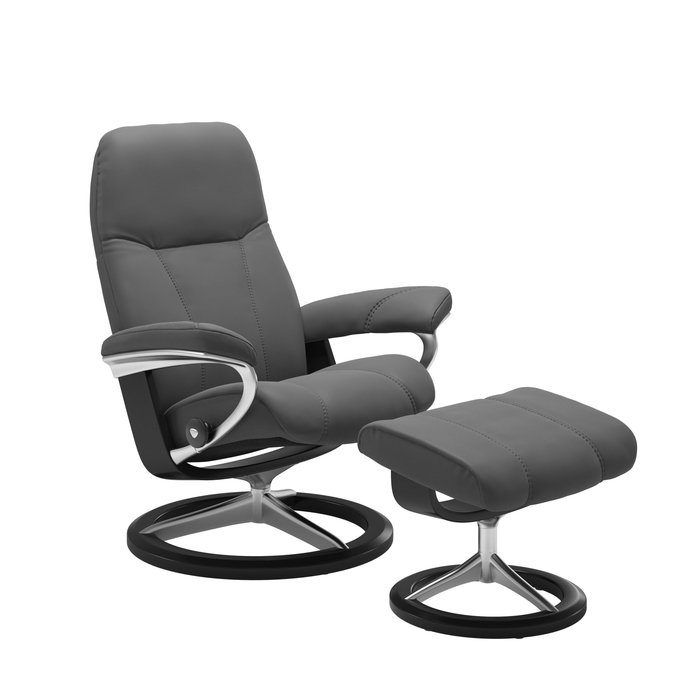 Stressless Sessel mit Hocker CONSUL SIGNATURE (M) in Leder Batick grey Stressless Sessel mit Hocker CONSUL SIGNATURE (M) in Leder Batick grey