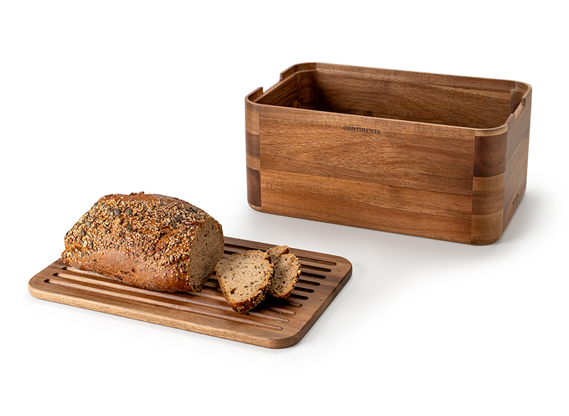 Brotkasten in Akazie, ca. 36x23x16 cm Brotkasten in Akazie, ca. 36x23x16 cm, Brotlaibchen, Kastenbrot, Brotbox, Holzbrett, Brotaufbewahrung