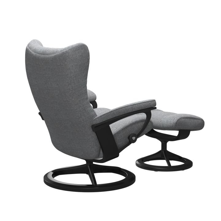 Stressless Sessel mit Hocker Wing (M) in Stoff Linden light blue