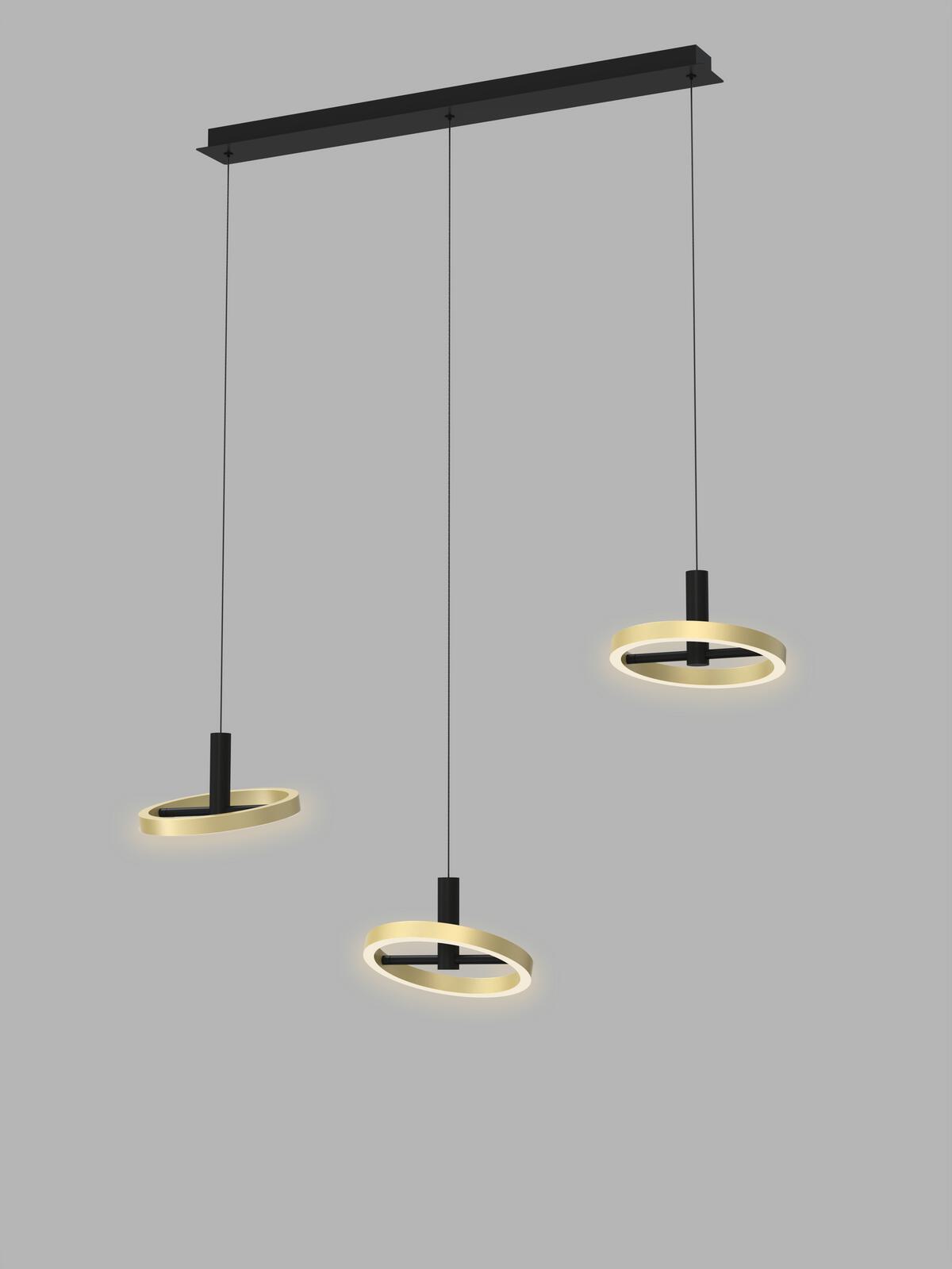 Pendelleuchte Brest in schwarz matt/gold
