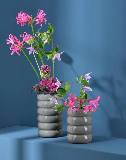 ASA Selection Vase LOOPY in Farbe grau glänzend, Blumen, Vase, Stoffrund, Pink, Grün