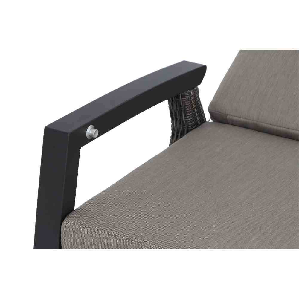 Lounge-Bank 3-sitzig CORIDO ca.L83 H101 B195 cm in Geflecht charcoal-grey, Kissen, Dekoration für Zuhause, Mobiliar, Stuhl, Couch