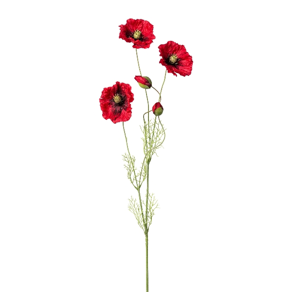 Gasper Mohn, 90 cm, rot in Farbe Rot, Mohnblume, rote Blume, Kunstblume, Stilblume, Pflanzenstiel