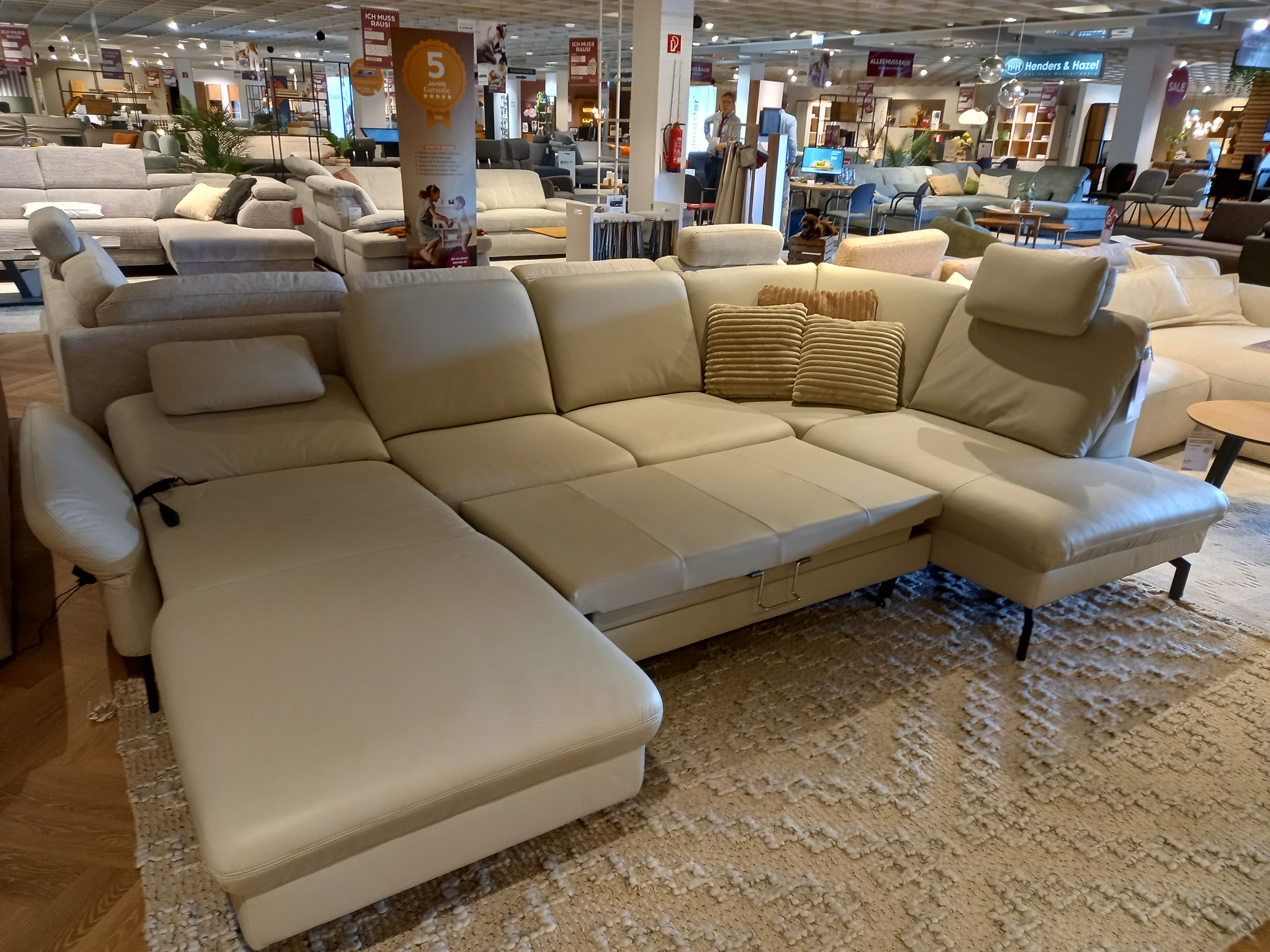 Polstergruppe in Leder Torro silver 100, Sofa, Wohnsofa, Ecksofa, Ledersofa, Beige