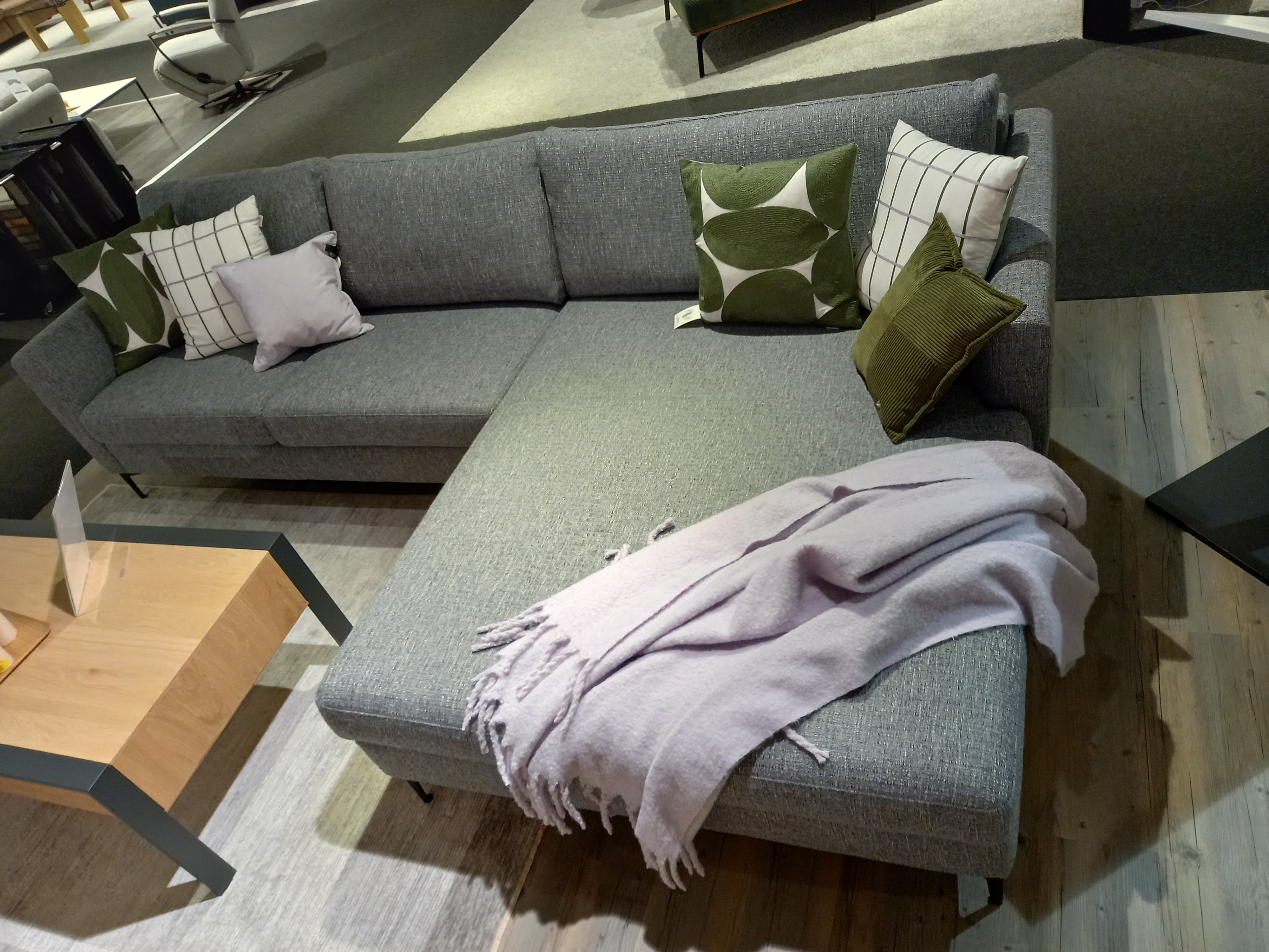 SCHÖNER WOHNEN-Kollektion Polsterecke in Stoff Prime blue grey PG:8, Sofa, Couch, Sectional, Grey fabric, Throw blanket