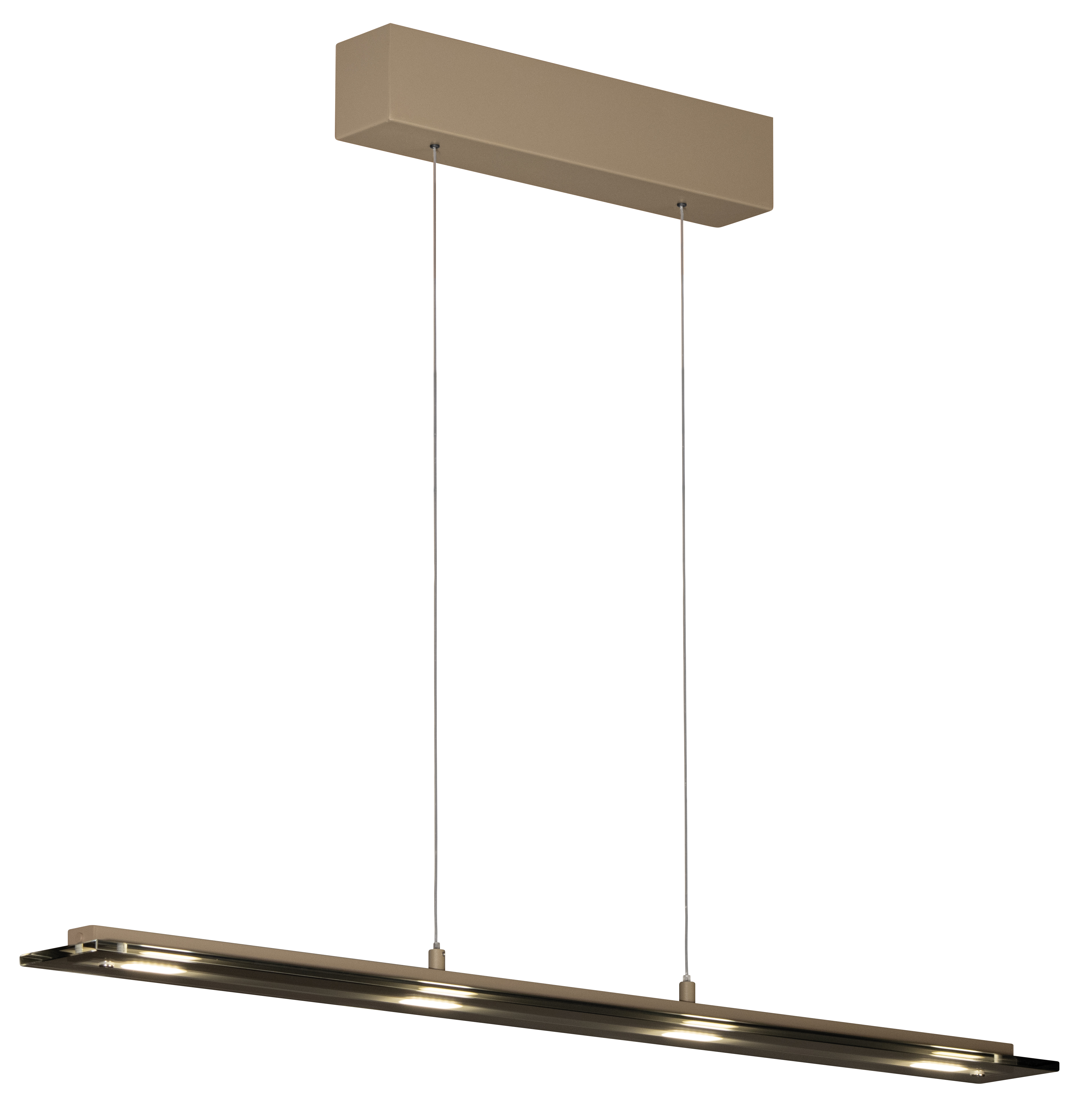 Fischer & Honsel LED-Pendelleuchte TORVI 4-flammig in Farbe Metall dark-greige/Glas rauchfarbig, Leuchte, Lampe, Deckenventilator, Gerät, Elektrisches Gerät