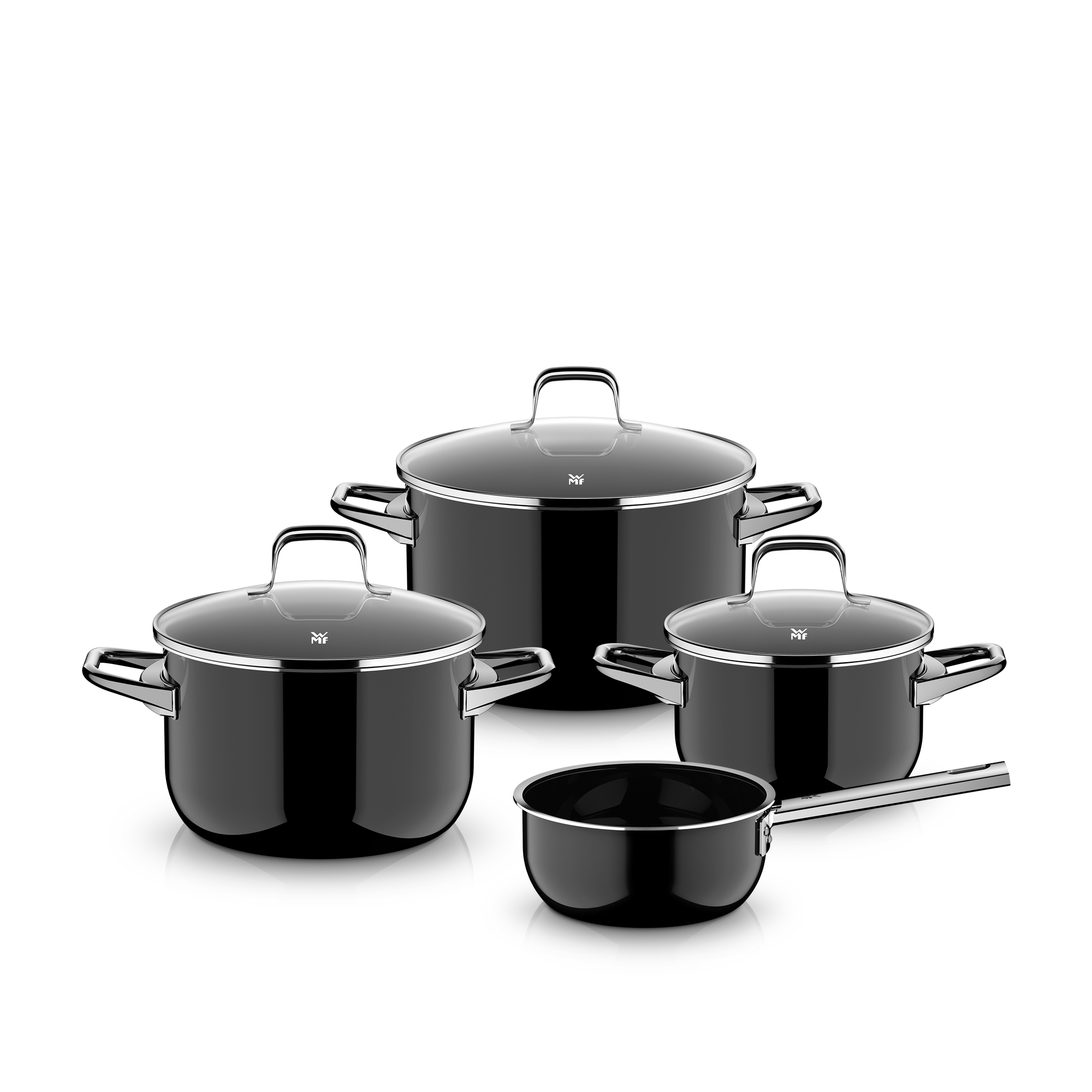 WMF Fusiontec Essential Pro, Topf-Set, 4-teilig, Black in schwarz WMF Fusiontec Essential Pro, Topf-Set, 4-teilig, Black in schwarz, Topfset, Pfannenset, Pfannen, Edelstahl, Induktionsgeeignet